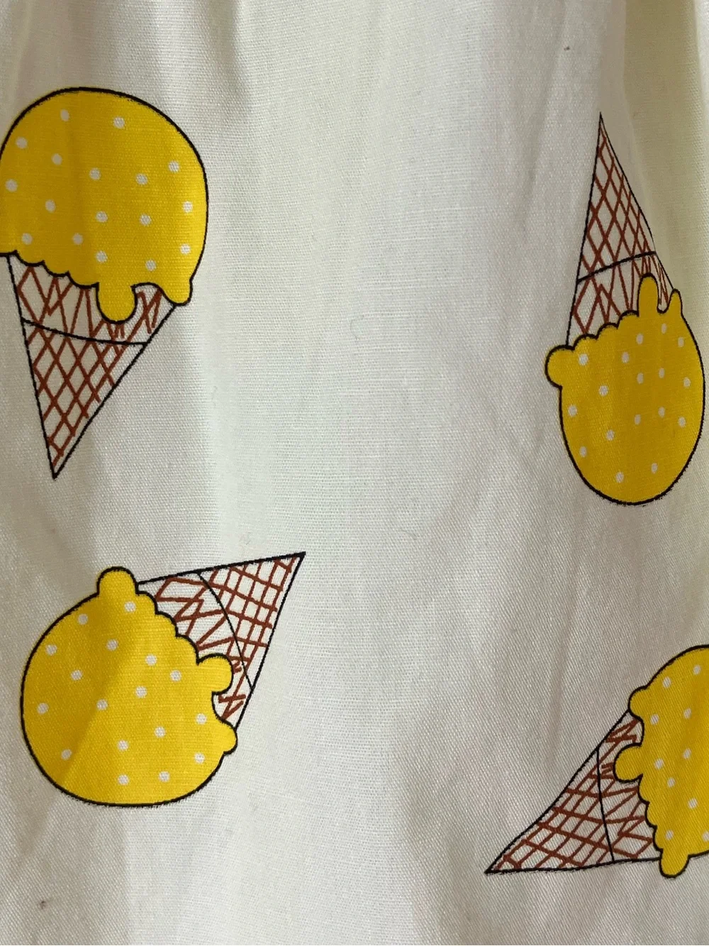 Peas and Queues Yellow Ice Cream Print Pom Pom Dress - Size 8